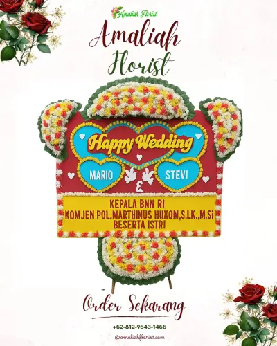 Karangan Papan Bunga Pernikahan di Berta